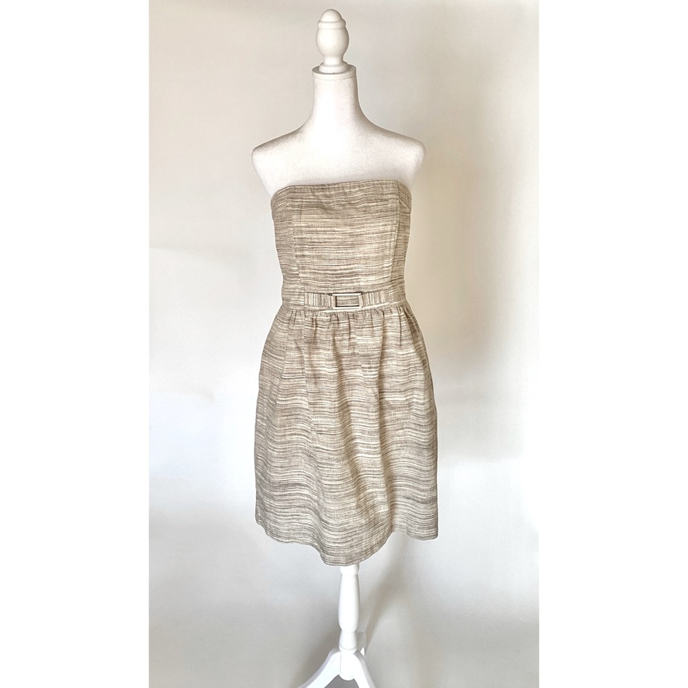 Banana Republic Linen Strapless A-Line neutral dress women’s 6
